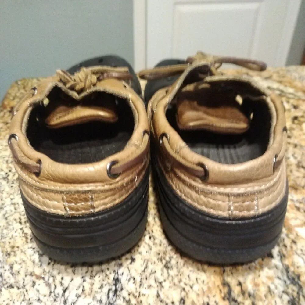 Crocs Islander Sport Pitcrew Black Brown Leather Sandals Lace up Size M6/W8